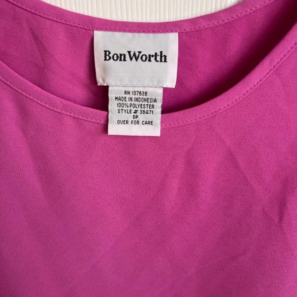 Bon Worth Tank‎ Top Sleeveless Laser Cutout Casual Top Pink Blouse Small Petite - Picture 3 of 7